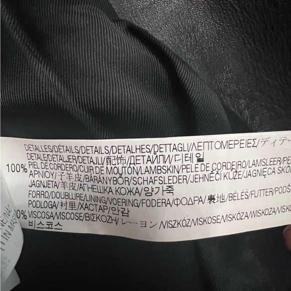 Black Wool Biker Coat with Lambskin Collar - Picture 9 of 9